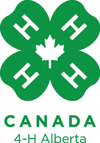 Logo for 4-H Canada. There are 4 "H" surrounding a maple leaf forming a clover-leaf type of shape.