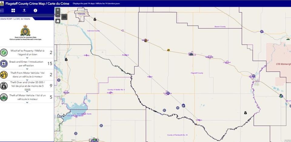 Screenshot of RCMP Crime Map applicaiton