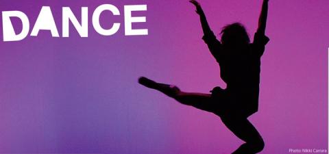 Silhouette of a person dancing. The words "dance" are written on the top-left corner of the image.
