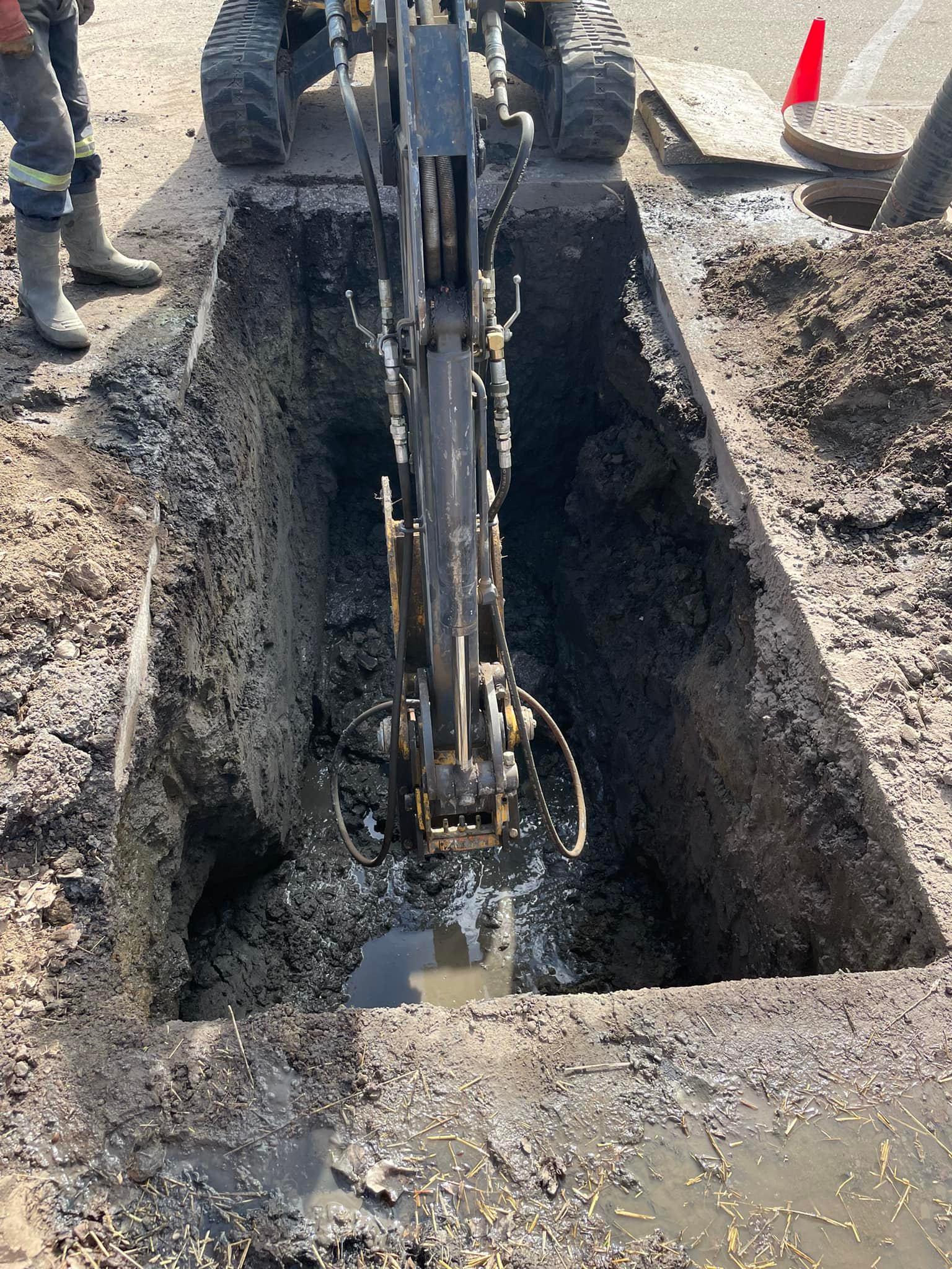 hold being dug by a tractor
